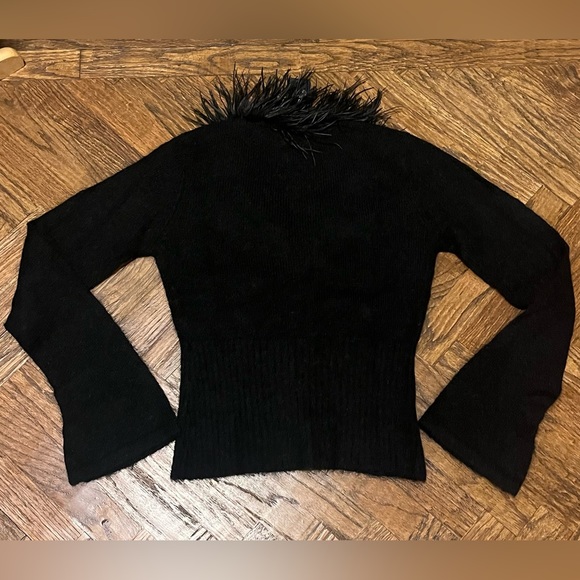 NEW Tristan & Iseut Mohair Wool Ostrich Feather Sweater Caridigan S - Picture 3 of 7